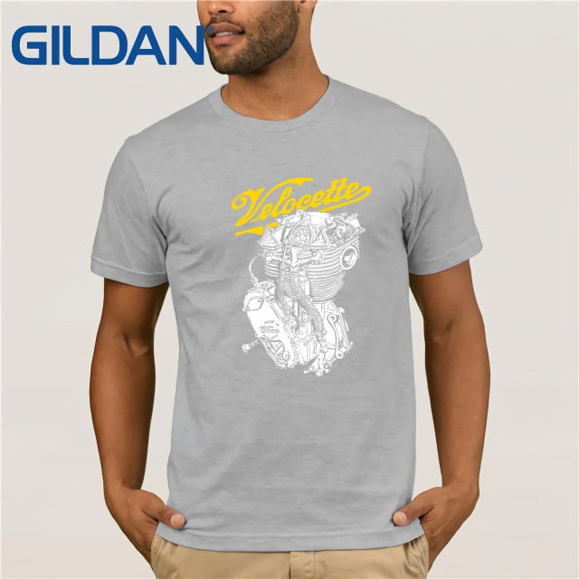 Classic British Motorcycle Engine T Shirt Men Velocette