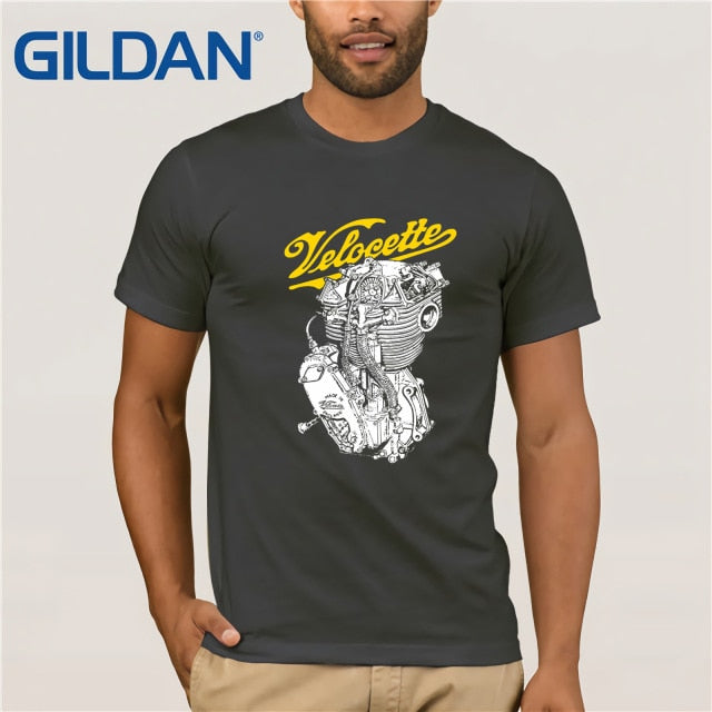 Classic British Motorcycle Engine T Shirt Men Velocette