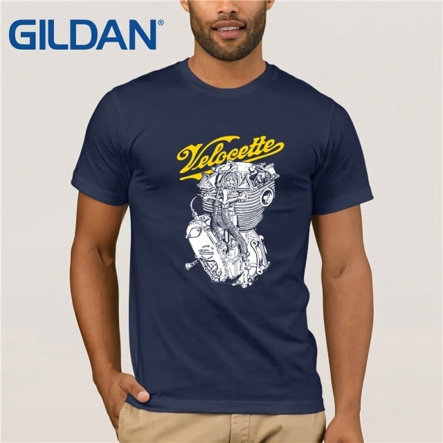 Classic British Motorcycle Engine T Shirt Men Velocette